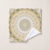 Goud en wit mandala patroon met Blauwgroen accente Bad Handdoek (Wasdoekje)