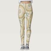 Goud en wit mandala patroon met Blauwgroen accente Leggings (Voorkant)