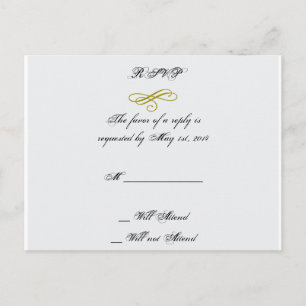 Goud en Wit Marabou Feather Bruiloft RSVP Uitnodiging Briefkaart