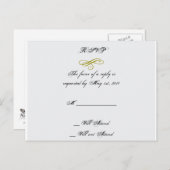 Goud en Wit Marabou Feather Bruiloft RSVP Uitnodiging Briefkaart (Voorkant / Achterkant)