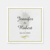 Goud en wit Marabou Feather Bruiloft Servet (Voorkant)