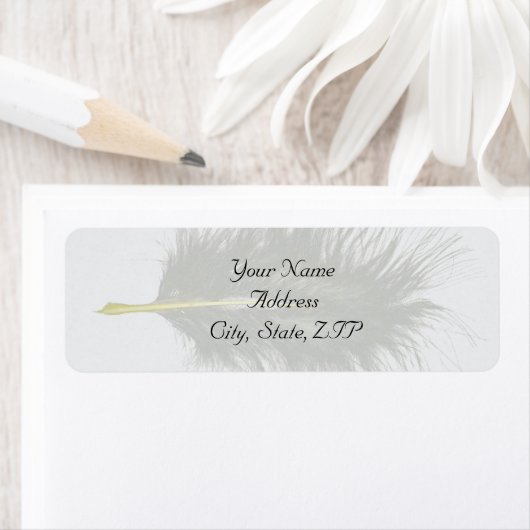 Goud en Wit Marabou Feather Retouradres Etiket (Insitu)