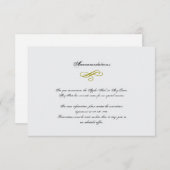 Goud en wit Marabou Feather Wedding Insert Informatiekaartje (Voorkant / Achterkant)