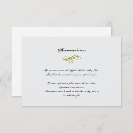 Goud en wit Marabou Feather Wedding Insert Informatiekaartje (Voorkant / Achterkant)