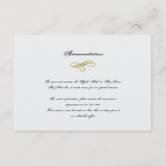 Goud en wit Marabou Feather Wedding Insert Informatiekaartje (Voorkant)