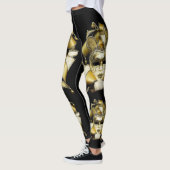 Goud en wit Mardi Gras Mask Leggings (Links)
