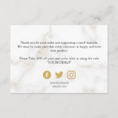 Goud en wit marmer-effect, bedankt de klant informatiekaartje (Achterkant)