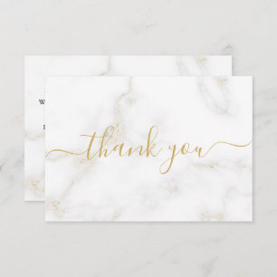 Goud en wit marmer-effect, bedankt de klant informatiekaartje