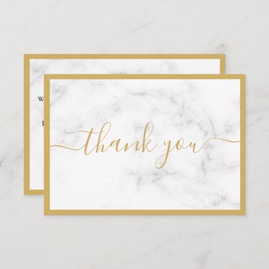 Goud en wit marmer effect korting dank u informatiekaartje (Voorkant / Achterkant)