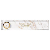 Goud en wit marmer gepersonaliseerd naambordje (Voorkant)