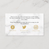 Goud en wit marmer, klant bedankt informatiekaartje (Achterkant)