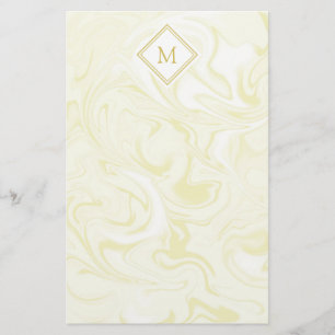 Goud en wit marmer met Diamond Monogram Briefpapier
