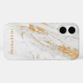 Goud en wit marmer Patroon Persoonlijke naam Case-Mate iPhone Case (Achterkant (horizontaal))