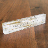 Goud en Wit Marmer Professioneel Modern Naambordje (Zijkant)