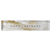 Goud en Wit Marmer Professioneel Modern Naambordje (Voorkant)