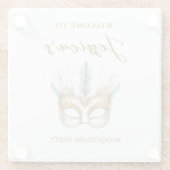 Goud en wit masker Masquerade Party Verjaardag Glazen Onderzetter (Achterkant)
