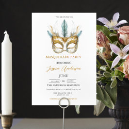 Goud en wit masker Masquerade Party Verjaardag Kaart