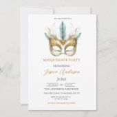 Goud en wit masker Masquerade Party Verjaardag Kaart (Voorkant)