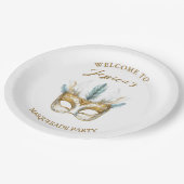 Goud en wit masker Masquerade Party Verjaardag Papieren Bordje (Gekanteld)