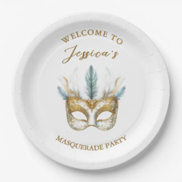 Goud en wit masker Masquerade Party Verjaardag Papieren Bordje