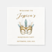 Goud en wit masker Masquerade Party Verjaardag Servet (Voorkant)