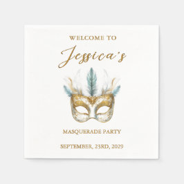 Goud en wit masker Masquerade Party Verjaardag Servet
