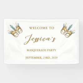 Goud en wit masker Masquerade Party Verjaardag Spandoek