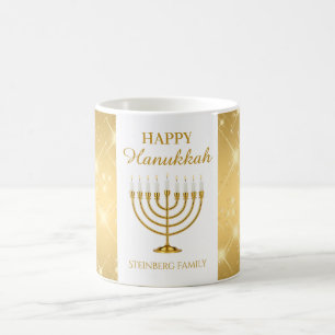 Goud en wit Menorah Joodse feestdag Chanoeka Koffiemok