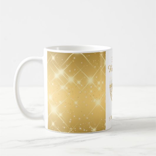 Goud en wit Menorah Joodse feestdag Chanoeka Koffiemok (Links)