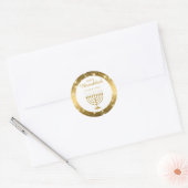 Goud en wit Menorah Joodse Gelukkige Chanoeka Ronde Sticker (Envelop)