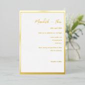 Goud en wit - minimale legante bruiloft - Folie In Folie Uitnodiging (Staand Voorkant)