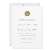 Goud en wit - minimalistisch modern monogram huwel