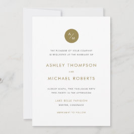 Goud en wit - minimalistisch modern monogram huwel kaart