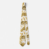 Goud en wit modern  botanisch heilzaam stropdas (Voorkant)