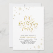 Goud en wit | Modern Chic 100th Birthday Party Kaart (Voorkant)