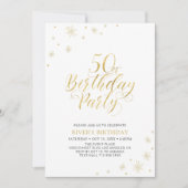 Goud en wit | Modern Chic 50th Birthday Party Kaart (Voorkant)