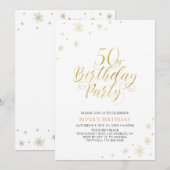 Goud en wit | Modern Chic 50th Birthday Party Kaart (Voorkant / Achterkant)