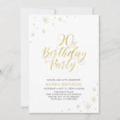 Goud en wit | Modern Chic 90th Birthday Party Kaart (Voorkant)