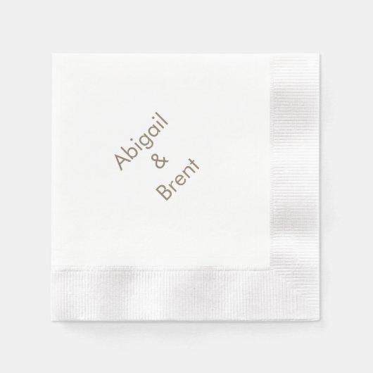 Goud en wit Modern Coined Wedding Cocktail Servet (Voorkant)