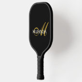 Goud en wit | Modern monogram zwart Pickleball Paddle (Links)
