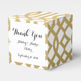 Goud en Wit Modern Trellis Patroon Bedankdoosjes