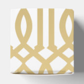 Goud en Wit Modern Trellis Patroon Bedankdoosjes (Bovenkant)