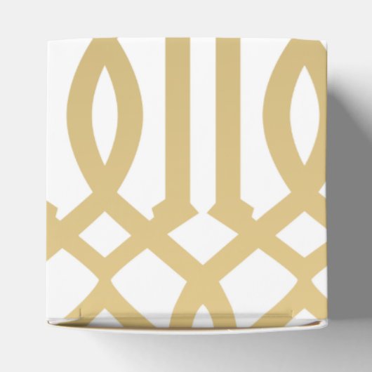 Goud en Wit Modern Trellis Patroon Bedankdoosjes (Bovenkant)