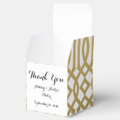 Goud en Wit Modern Trellis Patroon Bedankdoosjes (Geopend)