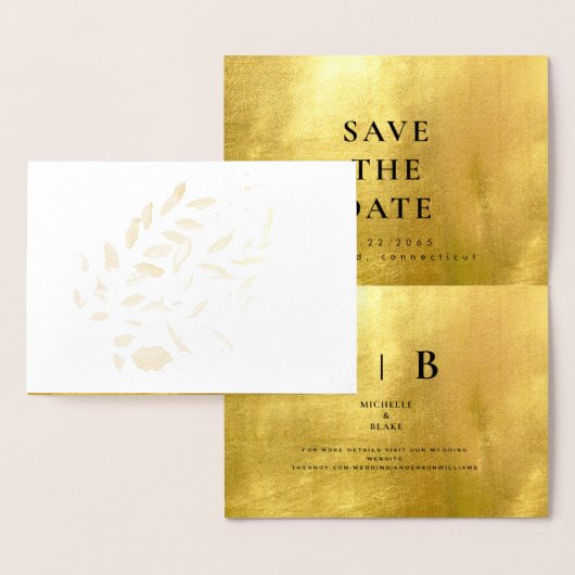 Goud en wit monogram opslaan Datum Folie Kaarten (Display)