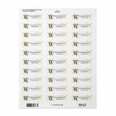 Goud en wit Monogram Retouradres Labels (Full Sheet)