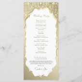 Goud en Wit  Monogram Trouwprogramma Programmakaart (Achterkant)