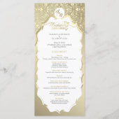 Goud en Wit  Monogram Trouwprogramma Programmakaart (Voorkant)