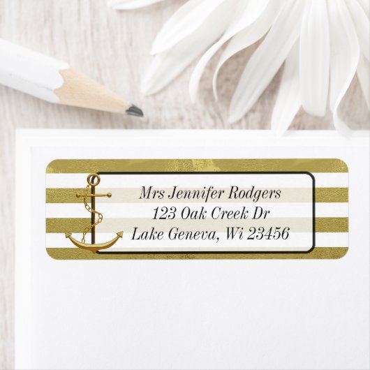 Goud en Wit Nautisch Themanker Etiket (Insitu)