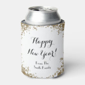 Goud en Wit Nieuwjaar Custom Name Blikjeskoeler (Blikje Voorkant)